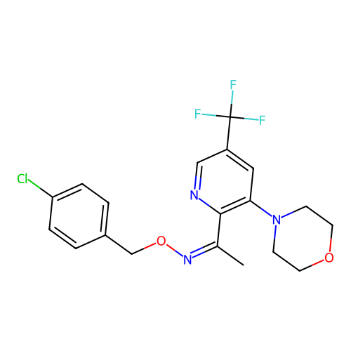 N-[(4-chlorophenyl)methoxy]-1-[3-morpholin-4-yl-5-(trifluoromethyl)pyridin-2-yl]ethanimine structure