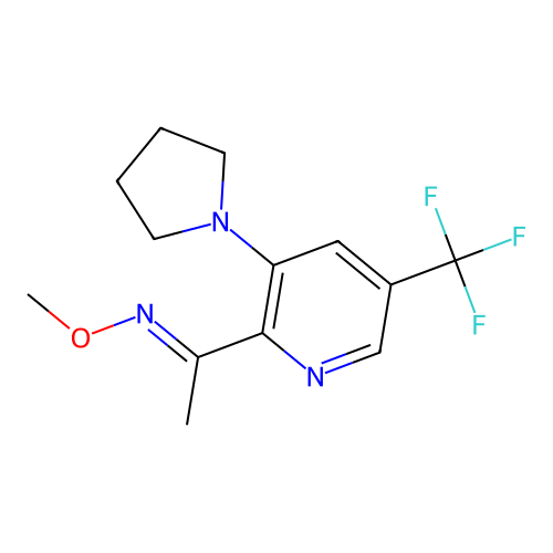 N-methoxy-1-[3-pyrrolidin-1-yl-5-(trifluoromethyl)-2-pyridinyl]ethanimine structure