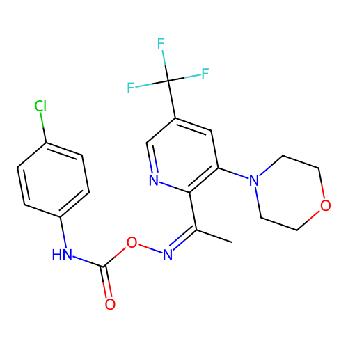 [1-[3-morpholin-4-yl-5-(trifluoromethyl)pyridin-2-yl]ethylideneamino] N-(4-chlorophenyl)carbamate structure