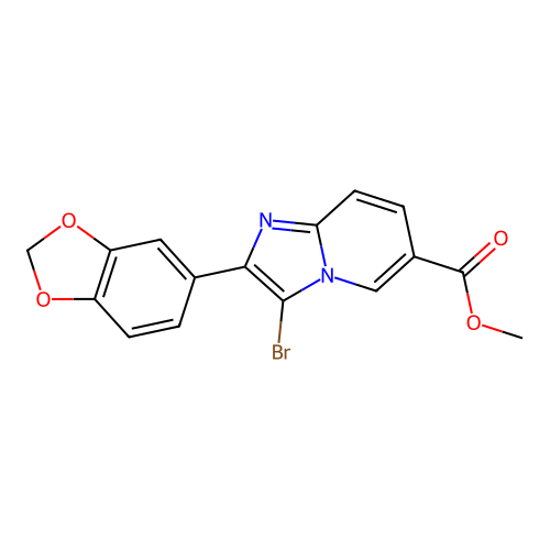 Methyl 2-(1,3-benzodioxol-5-yl)-3-bromoimidazo[1,2-a]pyridine-6-carboxylate structure