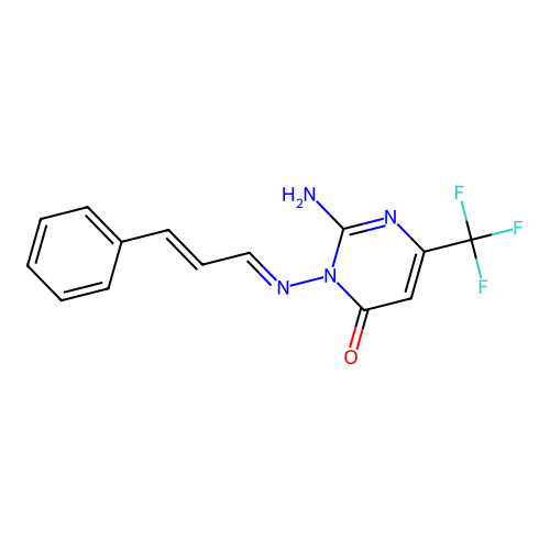 2-Amino-3-(cinnamylideneamino)-6-(trifluoromethyl)pyrimidin-4-one structure