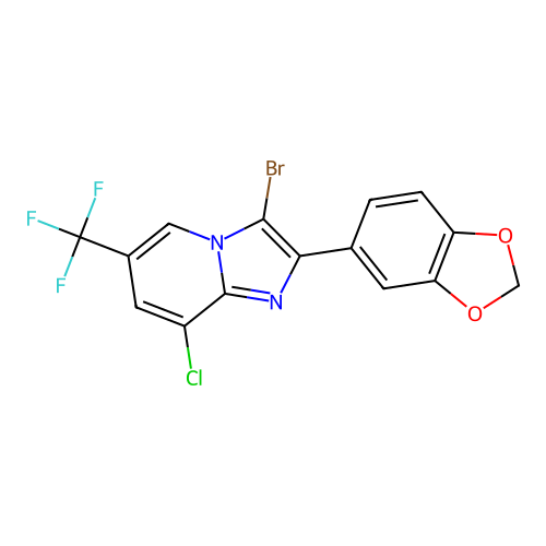 2-(1,3-benzodioxol-5-yl)-3-bromo-8-chloro-6-(trifluoromethyl)imidazo[1,2-a]pyridine structure