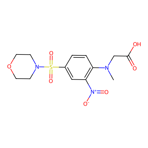 2-[Methyl-4-(morpholinosulfonyl)-2-nitroanilino]acetic acid structure