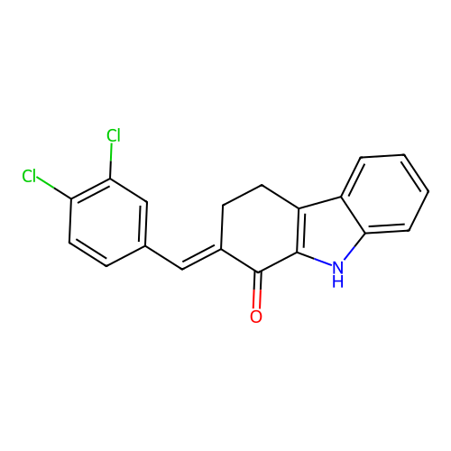 2-[(E)-(3,4-dichlorophenyl)methylidene]-2,3,4,9-tetrahydro-1H-carbazol-1-one structure