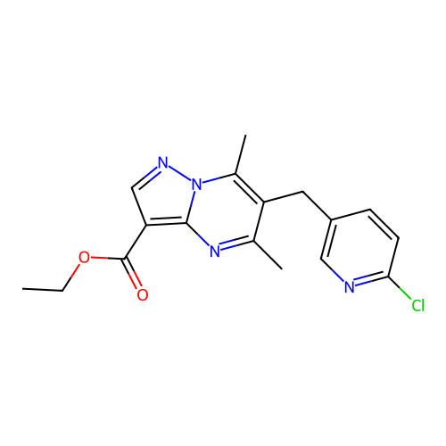 ethyl 6-[(6-chloro-3-pyridinyl)methyl]-5,7-dimethylpyrazolo[1,5-a]pyrimidine-3-carboxylate structure