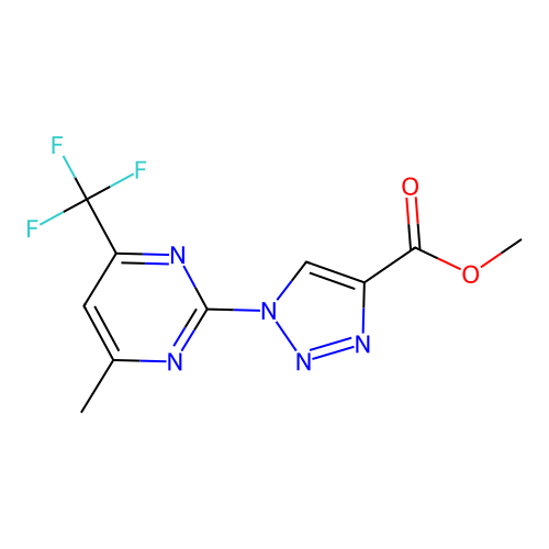 methyl 1-[4-methyl-6-(trifluoromethyl)-2-pyrimidinyl]-1H-1,2,3-triazole-4-carboxylate structure