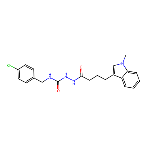 N-(4-chlorobenzyl)-2-[4-(1-methyl-1H-indol-3-yl)butanoyl]-1-hydrazinecarboxamide structure