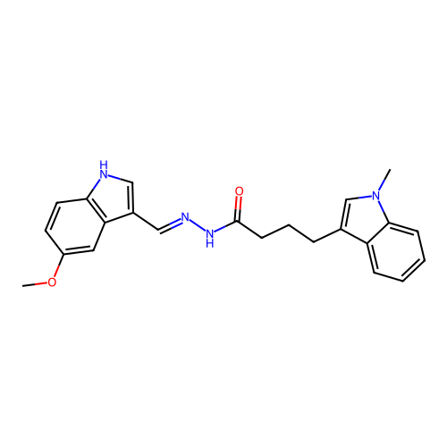 N'-[(Z)-(5-methoxy-1H-indol-3-yl)methylidene]-4-(1-methyl-1H-indol-3-yl)butanohydrazide structure