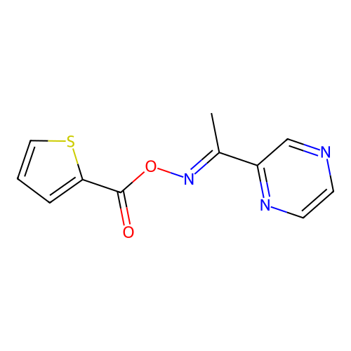 (1-Pyrazin-2-ylethylideneamino) thiophene-2-carboxylate structure
