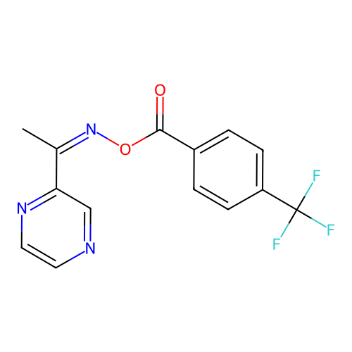 (1-Pyrazin-2-ylethylideneamino) 4-(trifluoromethyl)benzoate structure