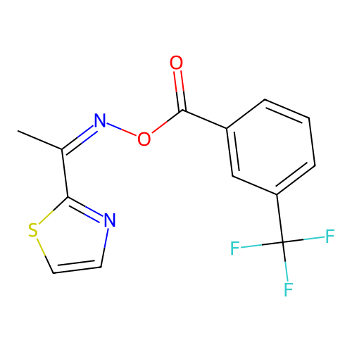 [1-(1,3-Thiazol-2-yl)ethylideneamino] 3-(trifluoromethyl)benzoate structure