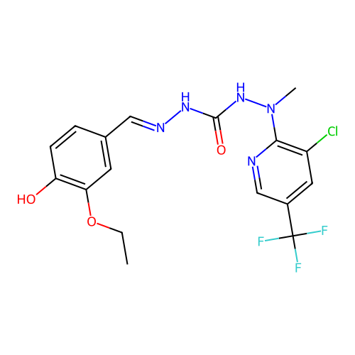 N''-[3-chloro-5-(trifluoromethyl)-2-pyridinyl]-N'''-[(E)-(3-ethoxy-4-hydroxyphenyl)methylidene]-N''-methylcarbonic dihydrazide structure