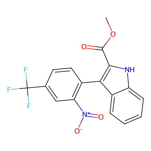 Methyl 3-[2-nitro-4-(trifluoromethyl)phenyl]-1H-indole-2-carboxylate structure