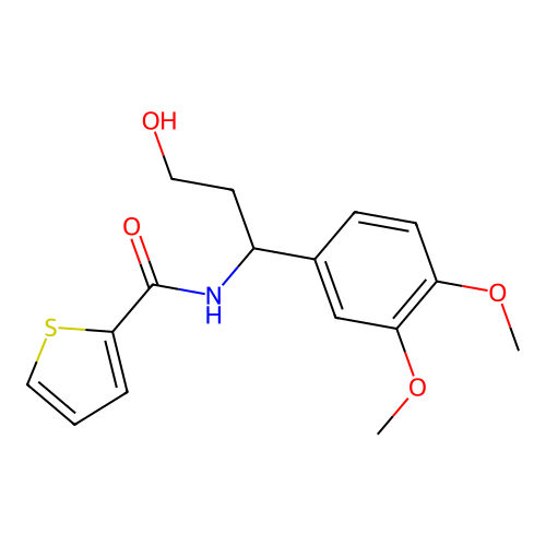 N-[1-(3,4-dimethoxyphenyl)-3-hydroxypropyl]thiophene-2-carboxamide structure