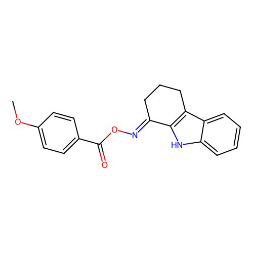 (2,3,4,9-Tetrahydrocarbazol-1-ylideneamino) 4-methoxybenzoate structure