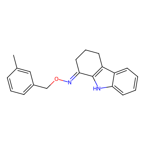 N-[(3-methylphenyl)methoxy]-2,3,4,9-tetrahydrocarbazol-1-imine structure