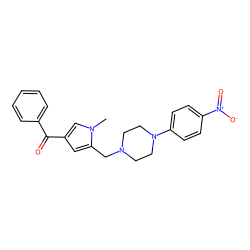 (1-methyl-5-{[4-(4-nitrophenyl)piperazino]methyl}-1H-pyrrol-3-yl)(phenyl)methanone structure