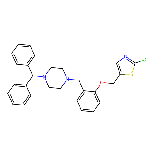 2-[(4-Benzhydrylpiperazino)methyl]phenyl (2-chloro-1,3-thiazol-5-yl)methyl ether structure