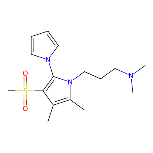 3-[2,3-dimethyl-4-(methylsulfonyl)-5-(1-pyrrolyl)-1H-pyrrol-1-yl]-N,N-dimethyl-1-propanamine structure