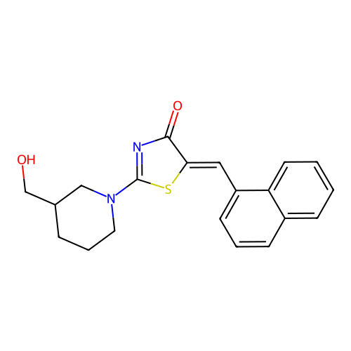 2-[3-(hydroxymethyl)piperidino]-5-[(E)-1-naphthylmethylidene]-1,3-thiazol-4(5H)-one structure