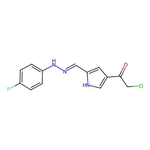 2-chloro-1-[5-[[(4-fluorophenyl)hydrazinylidene]methyl]-1H-pyrrol-3-yl]ethanone structure