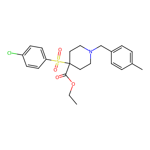Ethyl 4-[(4-chlorophenyl)sulfonyl]-1-(4-methylbenzyl)-4-piperidinecarboxylate structure