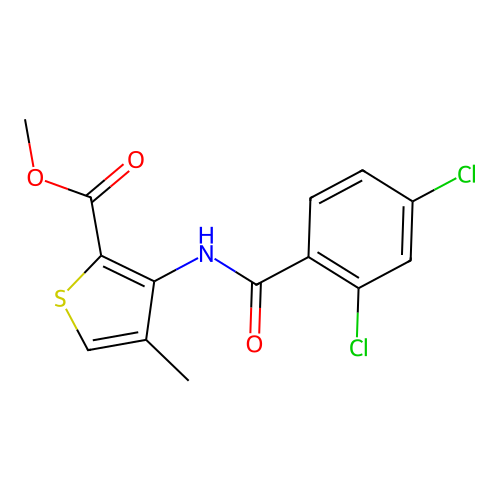 Methyl 3-[(2,4-dichlorobenzoyl)amino]-4-methyl-2-thiophenecarboxylate structure