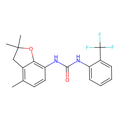 1-[2-(trifluoromethyl)phenyl]-3-(2,2,4-trimethyl-3H-1-benzofuran-7-yl)urea structure