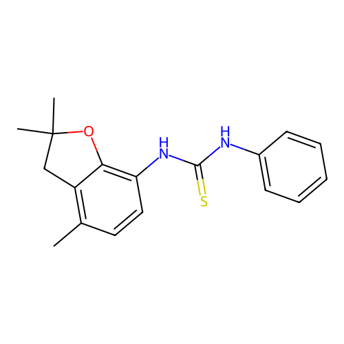 N-phenyl-N'-(2,2,4-trimethyl-2,3-dihydro-1-benzofuran-7-yl)thiourea structure