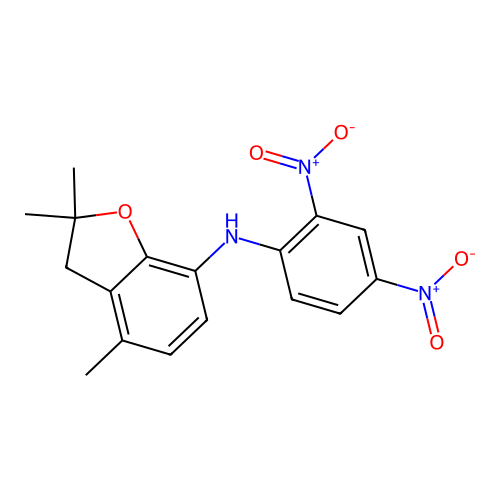 N-(2,4-dinitrophenyl)-2,2,4-trimethyl-2,3-dihydro-1-benzofuran-7-amine structure