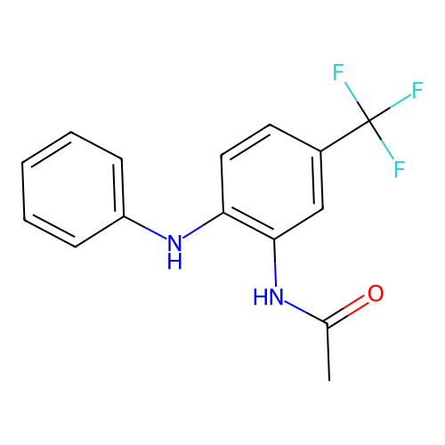 N-[2-anilino-5-(trifluoromethyl)phenyl]acetamide structure