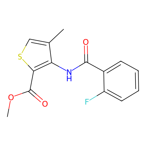 Methyl 3-[(2-fluorobenzoyl)amino]-4-methyl-2-thiophenecarboxylate structure