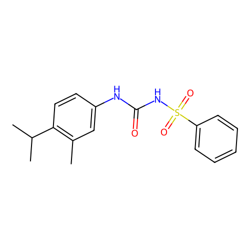{[(4-Isopropyl-3-methylanilino)carbonyl]amino}(dioxo)phenyl-lambda~6~-sulfane structure