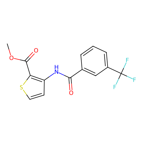 Methyl 3-[3-(trifluoromethyl)benzamido]thiophene-2-carboxylate structure