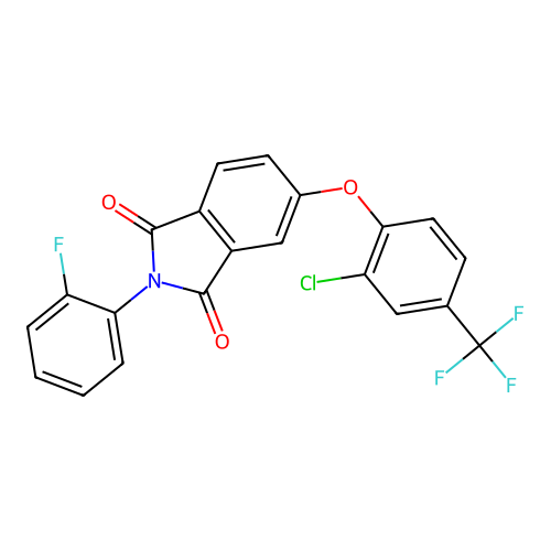 5-[2-Chloro-4-(trifluoromethyl)phenoxy]-2-(2-fluorophenyl)isoindole-1,3-dione structure