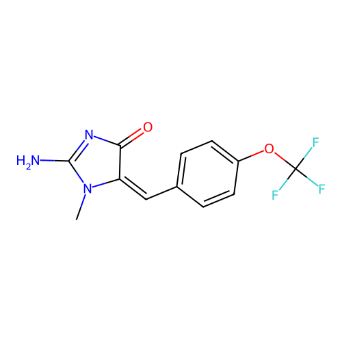 2-Amino-1-methyl-5-[[4-(trifluoromethoxy)phenyl]methylidene]imidazol-4-one structure