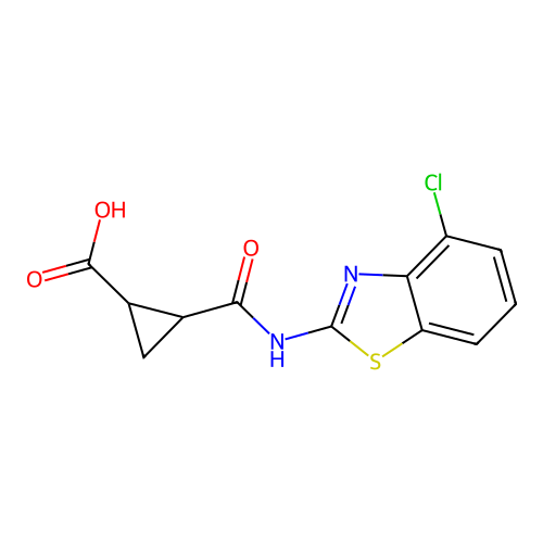 2-{[(4-Chloro-1,3-benzothiazol-2-yl)amino]carbonyl}cyclopropanecarboxylic acid structure