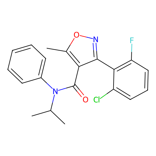 3-(2-chloro-6-fluorophenyl)-N-isopropyl-5-methyl-N-phenyl-4-isoxazolecarboxamide structure