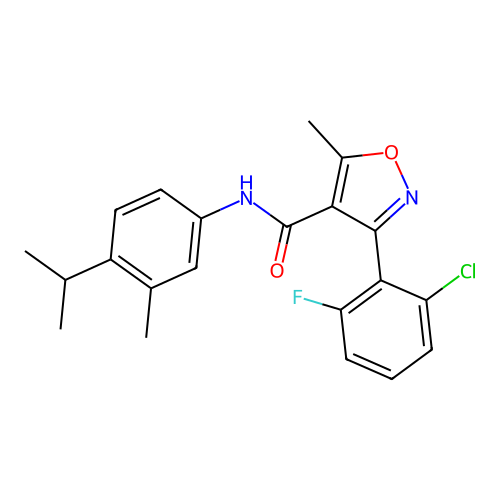 3-(2-chloro-6-fluorophenyl)-N-(4-isopropyl-3-methylphenyl)-5-methyl-4-isoxazolecarboxamide structure