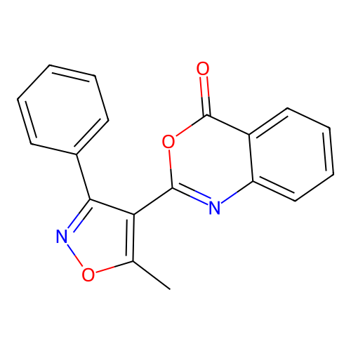2-(5-methyl-3-phenyl-4-isoxazolyl)-4H-3,1-benzoxazin-4-one structure