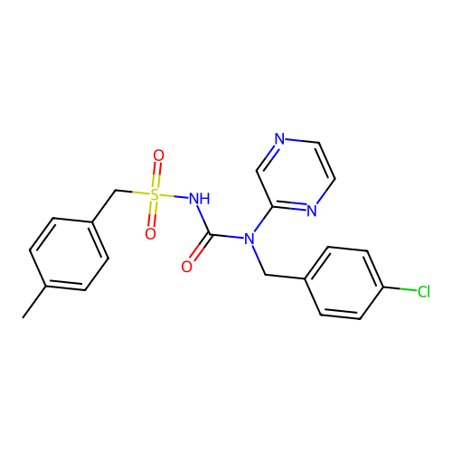 2-[(4-Chlorobenzyl)({[(4-methylbenzyl)sulfonyl]amino}carbonyl)amino]pyrazine structure