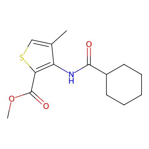 Methyl 3-[(cyclohexylcarbonyl)amino]-4-methyl-2-thiophenecarboxylate structure