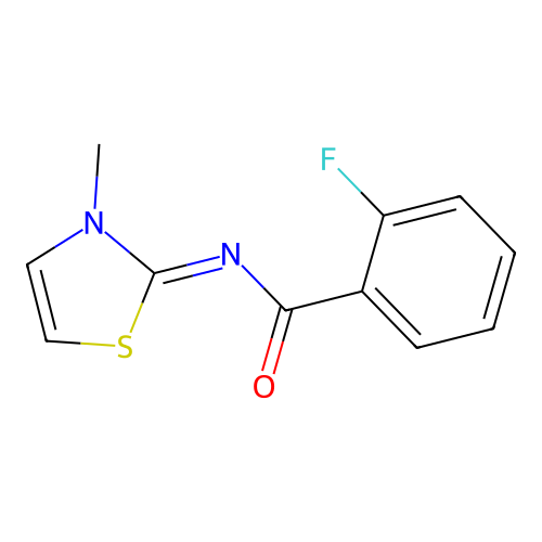 2-fluoro-N-[3-methyl-1,3-thiazol-2(3H)-yliden]benzenecarboxamide structure