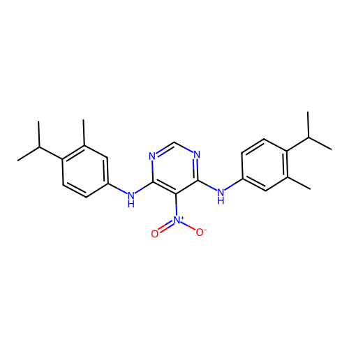 N~4~,N~6~-bis(4-isopropyl-3-methylphenyl)-5-nitro-4,6-pyrimidinediamine structure