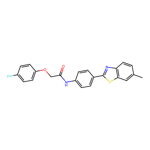 2-(4-fluorophenoxy)-N-[4-(6-methyl-1,3-benzothiazol-2-yl)phenyl]acetamide structure