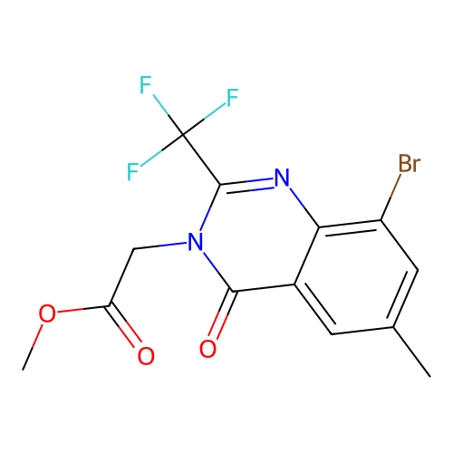Methyl 2-[8-bromo-6-methyl-4-oxo-2-(trifluoromethyl)quinazolin-3-yl]acetate structure