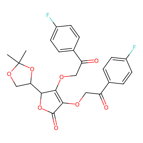 5-(2,2-dimethyl-1,3-dioxolan-4-yl)-3,4-bis[2-(4-fluorophenyl)-2-oxoethoxy]-2(5H)-furanone structure