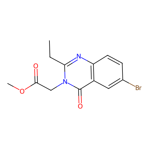 methyl 2-[6-bromo-2-ethyl-4-oxo-3(4H)-quinazolinyl]acetate structure