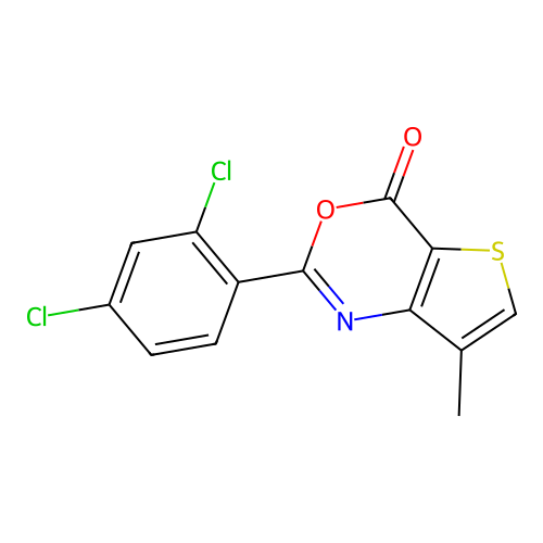 2-(2,4-dichlorophenyl)-7-methyl-4H-thieno[3,2-d][1,3]oxazin-4-one structure