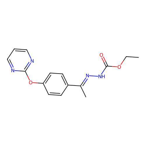 ethyl N-[1-(4-pyrimidin-2-yloxyphenyl)ethylideneamino]carbamate structure